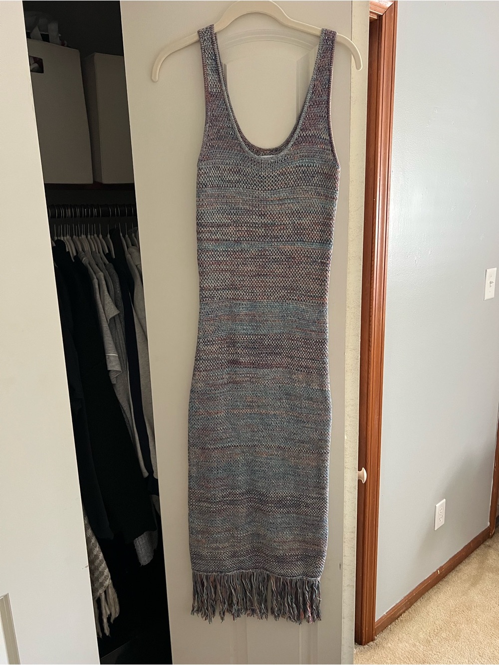 Knit Fringe Tank Dress